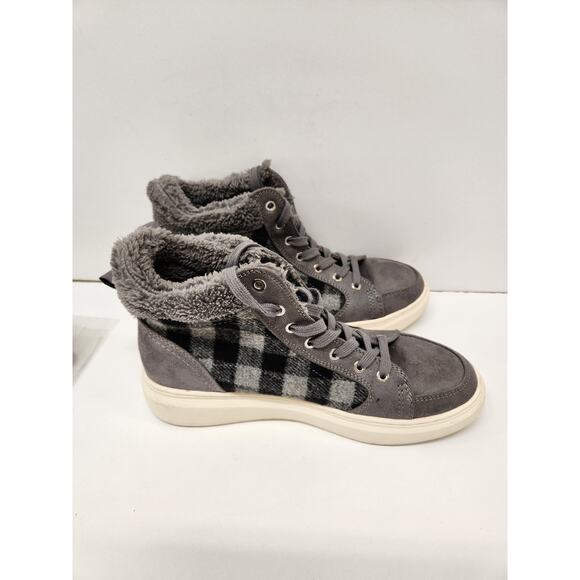 Marc Fisher Buffalo Check Cozy High Top Booties Women's Sz 9M - Picture 1 of 6
